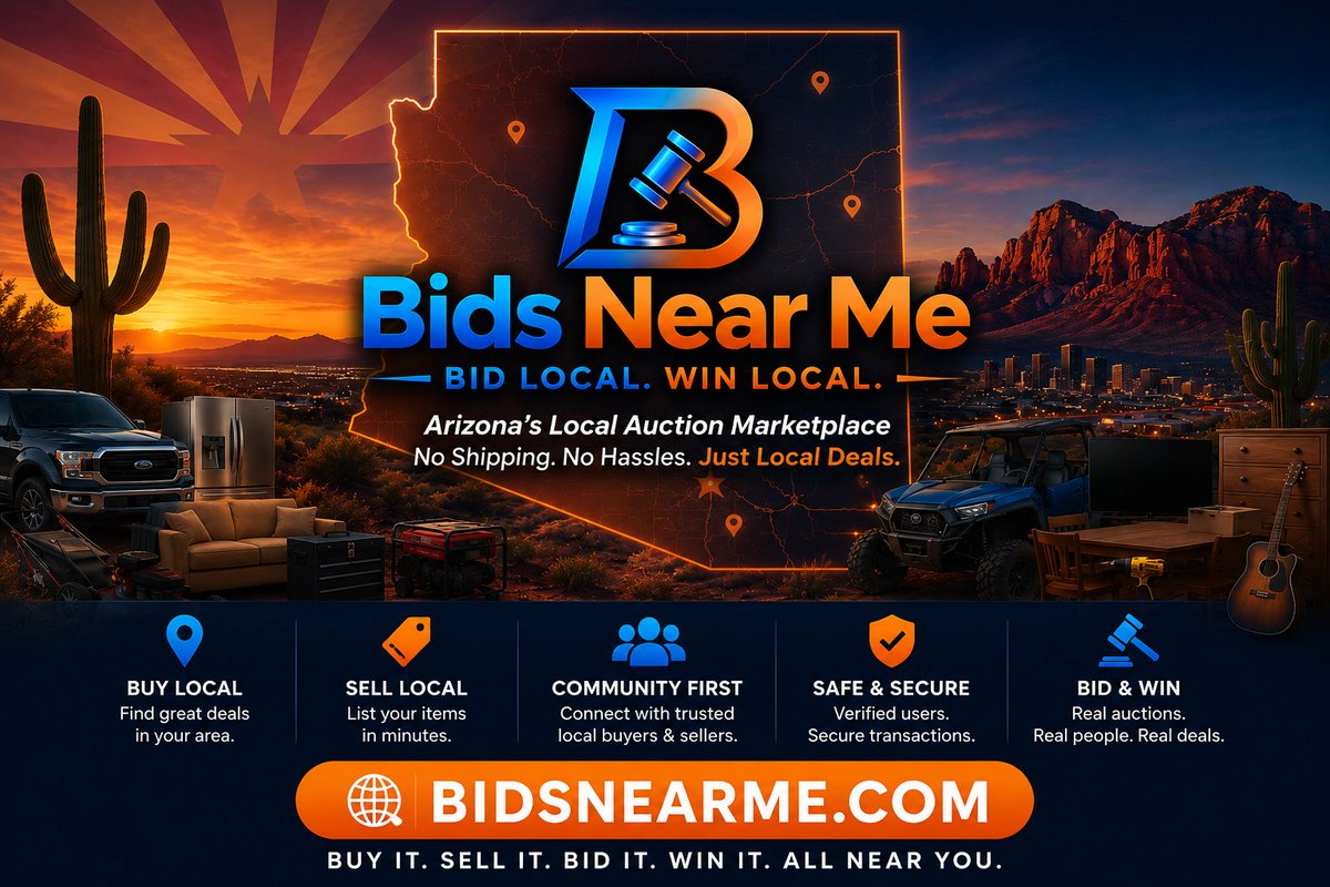 BidsNearMe's tweet photo. Arizona Online Auction Marketplace NOW OPEN!!! https://t.co/W8exo795B3