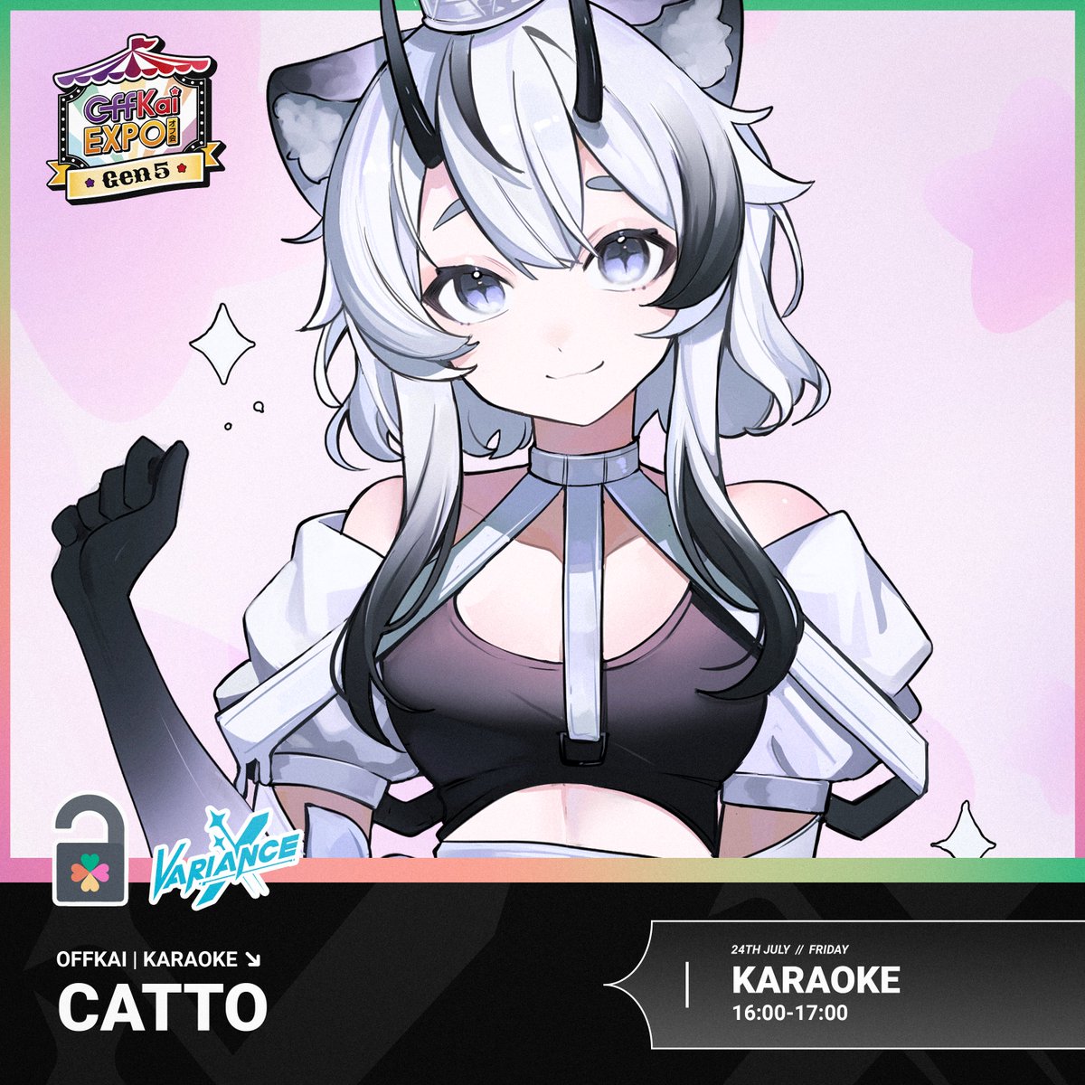 VIVARIAVirtual's tweet photo. 📢 TALENT ANNOUNCEMENT! 🌦️

This demon cat from above the clouds can be found at our booth 601 on Friday at @OffKaiExpo with a karaoke set to serenade the inklings!

Make sure you have your penlights ready!
@catnyaps https://t.co/ihR4aQV8NT