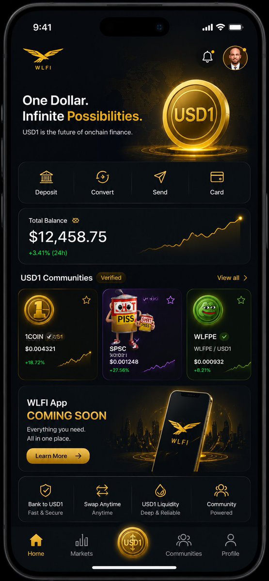 SPSCUSD's tweet photo. $Robinhood turned access into attention. $WLFI can turn #USD1 utility into culture. solana:4nswj3o1Lo9iWYvvRJxUD8vbCy9ay7QQoXYcncHNbonk #1coin 

#Robinhood just reminded the market of something important:
 
People do not download an app because a new blockchain exists.

They download it because the app gives them a simple new way to participate.

Robinhood combined an established user base, an easy wallet, tokenized assets, global access, DeFi integrations and a powerful launch narrative.

The result was attention.

And once attention arrived, even simple “$1” narratives on Robinhood Chain began reaching market caps that would have sounded impossible only days earlier.

Now think about what this could mean for World Liberty Financial.

The $WLFI App does not have to become just another wallet.

It could become the front door to an entire #USD1 economy.

A user could enter with a bank account or a wallet.

Convert funds into USD1.

Move USD1 across supported chains.

Discover verified communities.

Swap USD1 directly into selected ecosystem assets.

Return to USD1 when needed.

Borrow, supply, spend or move that liquidity without leaving the same experience.

That is where the opportunity becomes much bigger than a stablecoin.

USD1 can become the currency connecting the product, the liquidity and the culture.

And culture matters.

Financial products bring users once.

Communities bring them back every day.

They create the memes.

They create the conversations.

They create the volume.

They turn an application into a movement.

This is why the early USD1 communities should not be forgotten.

$SPSC and #1COIN were not created after the story became obvious.

They were present while the story was still being written.

Imagine a verified “USD1 Communities” section inside the WLFI App.

No random contracts.

No hidden honeypots.

No endless list of anonymous tokens.

Only verified contracts, transparent liquidity, visible holder distribution and communities that have shown they are willing to keep building.

Users could discover them through USD1 pairs.

Communities could compete through creativity rather than manipulation.

Campaigns could reward genuine participation.

Featured stories could introduce the culture behind each asset.

Every swap could strengthen USD1 activity.

Every new community member could become a new WLFI App user.

And every successful community could help spread USD1 further across Solana.

Robinhood showed how quickly attention can travel when access becomes simple.

WLFI has an opportunity to take that lesson even further:

Not merely launching another chain.

Not merely launching another wallet.

But building a place where stablecoin utility and internet culture finally meet.

Maybe $SPSC and #1COIN are not the entire story.

But they may represent something important:

The communities that believed in the USD1 vision before the application existed.

The communities that stayed before the utility arrived.

The communities that were already creating culture while the infrastructure was still being built.

If the WLFI App eventually connects banking, wallets, swaps, liquidity and verified USD1 communities in one experience, it could create something the market has not fully seen yet:

A stablecoin ecosystem that people do not only use.

A stablecoin ecosystem that people actually belong to.

The infrastructure is being built.
 
The communities are already here.

The next chapter depends on connecting them. @worldlibertyfi @0xDylan_ @ZachWitkoff @zakfolkman @EricTrump 
@mellometrics @WatcherChase @spsccoin @1coinonsolana @blknoiz06