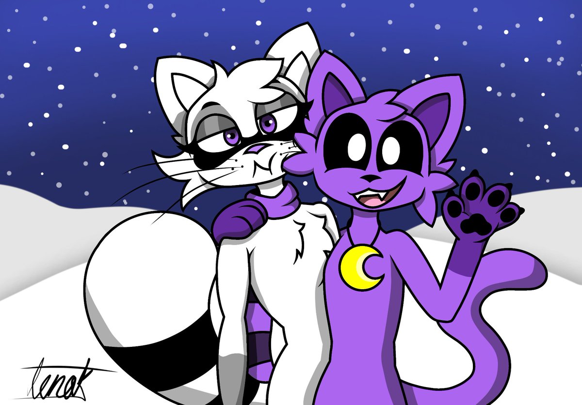 SnowFlake_Tenok's tweet photo. Well... I finally made a Twitter account 😅

I'll be posting my art, fursuit pics and original projects here uwu 🌙

Here's a little drawing of Catnap and my fursona, SnowFlake, to kick things off! ❄️ https://t.co/QGbqEOXDbA