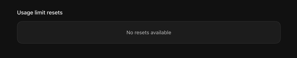shneural's tweet photo. @thsottiaux thanks for the milestone gift! mine says "No resets available" — same as literally every other time. I have never received a single reset since day one. meanwhile some people get 3 a day. truly honored to be part of the control group 🙏 https://t.co/d9h8cEYM5D