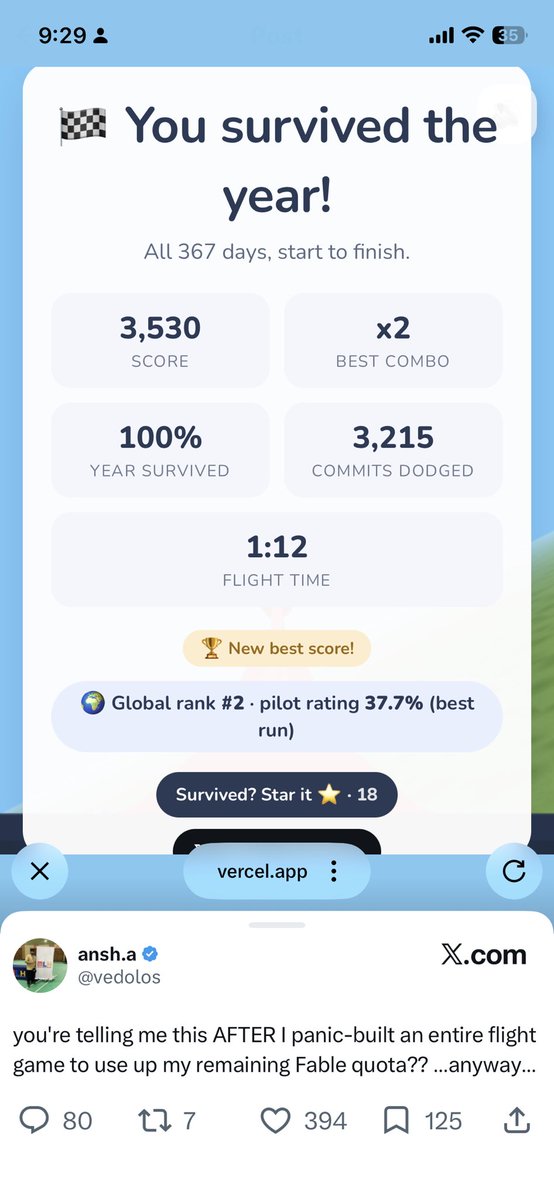 Headply1's tweet photo. @vedolos @claudeai I can’t believe I played it completely 😂😂 https://t.co/CX3TRpJ3cR