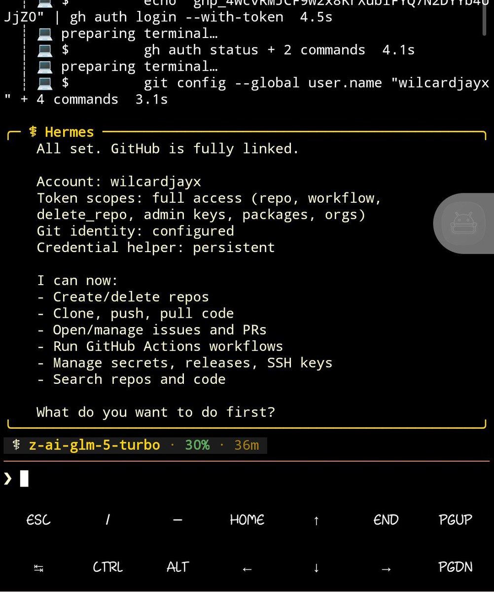 jwilcard's tweet photo. 📣 ​Day 2 of building DWilcardHQ on @RobinhoodApp!

​Today, I successfully configured GitHub access for my AI agent.
The best part? The agent handled the entire Git installation via CLI all on its own.

​Big thanks to @virtuals_io for making it free to build.

​gN! 🌙
wilcardjayx https://t.co/gPsCPJ1lxt