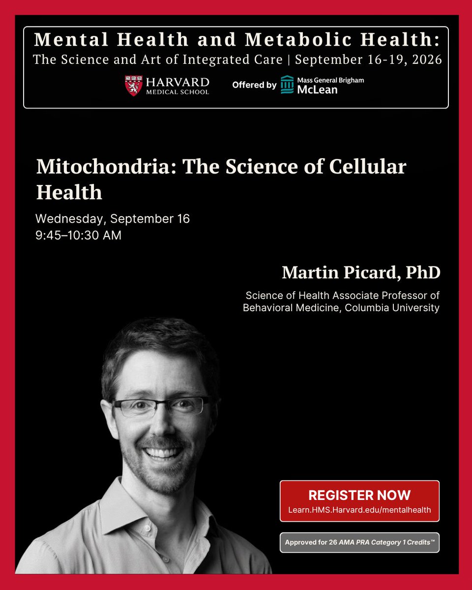 ChrisPalmerMD's tweet photo. What if mitochondria are stress-sensitive signaling systems? Martin Picard, PhD, brings mitochondrial psychobiology to The Mental Health and Metabolic Health Conference: cellular health, stress, resilience, and brain-body communication. 
@MitoPsychoBio 

https://t.co/oe8InA1yj7 https://t.co/lCCtiZ11LL