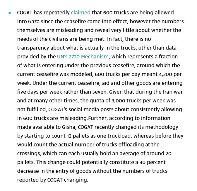 Archivepaletc's tweet photo. To reduce the flow of humanitarian aid into Gaza, and disguise this as compliance with the agreed-upon 600 truckloads per day, Israel has limited truck entry to five days a week and reduced the number of pallets per truck from 20 to 12.
https://t.co/WC4YSMS6CW https://t.co/TC4IV5nTAf