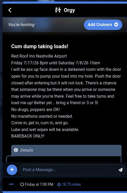 bare_bi's tweet photo. I'm hosting an open door cumdump on Fri 7/17 at the Red Roof Inn Nashville Airport. Wanna breed me? Room # will be in Sniffies profile #cuminme #breeding #gaybreeding #gaynashville #Nashvillefreaks #groupplay #rawislaw #cuminmebro #hotelcumdump #cumdump
@BestCumdumps @CumDumpClub https://t.co/YkREJdzOK4