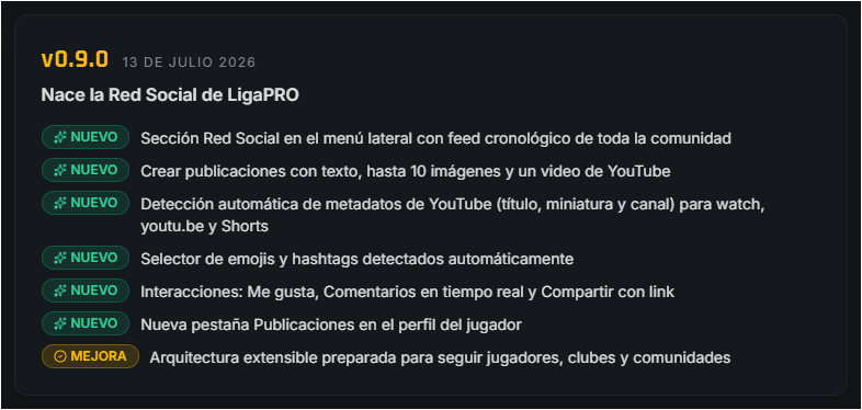 xLigaPRO's tweet photo. 🚀 LigaPRO v0.9.0 Nueva Actualizacion!
Nace la sección Social. 💛🖤
📷 Publicaciones con imágenes
🎥 Videos
💬 Comentarios en tiempo real
❤️ Me gusta y compartir
😀 Emojis y hashtags
👤 Publicaciones en el perfil del jugador
¡Y esto recién empieza!
#LigaPRO #ClubesPro #FC26 https://t.co/xb6ecnk6WF