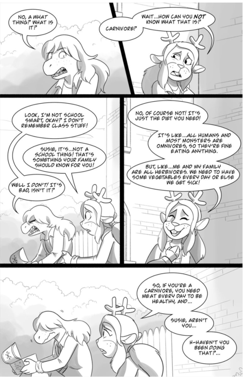 PaddyLegend16's tweet photo. Idk how they did this so well in the chapter 1 days. But there's a really good scene in this comic after Susie feels bad for eating the class hamster when she was younger, not realising it's just her natural instincts and thinking she was just a bad person the whole time https://t.co/MkJ8FWrYw7