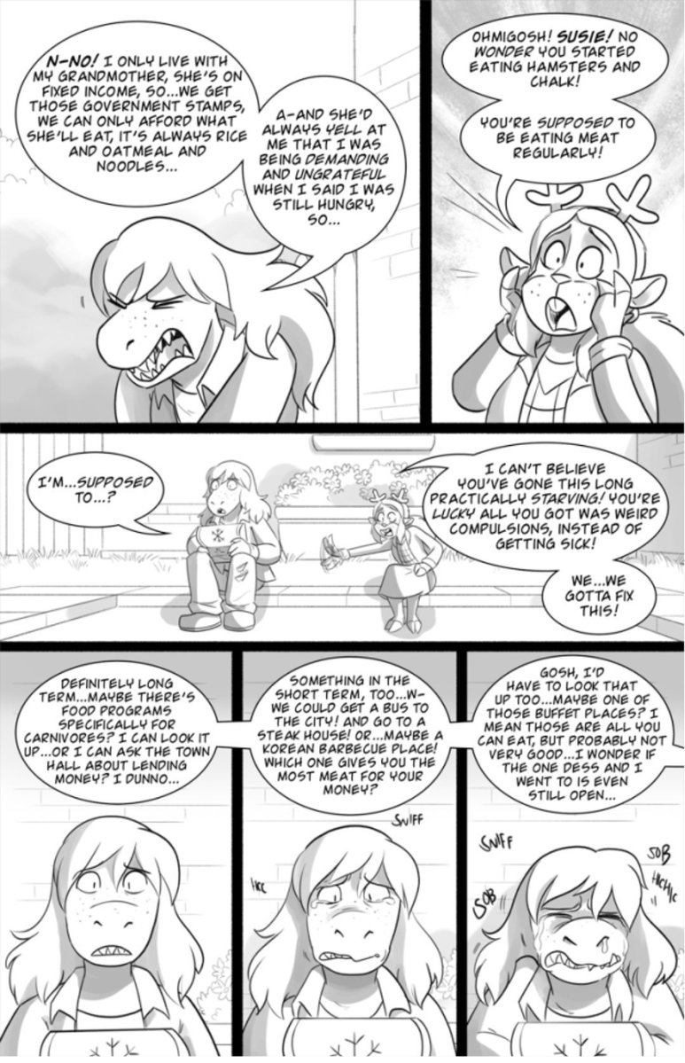 PaddyLegend16's tweet photo. Idk how they did this so well in the chapter 1 days. But there's a really good scene in this comic after Susie feels bad for eating the class hamster when she was younger, not realising it's just her natural instincts and thinking she was just a bad person the whole time https://t.co/MkJ8FWrYw7