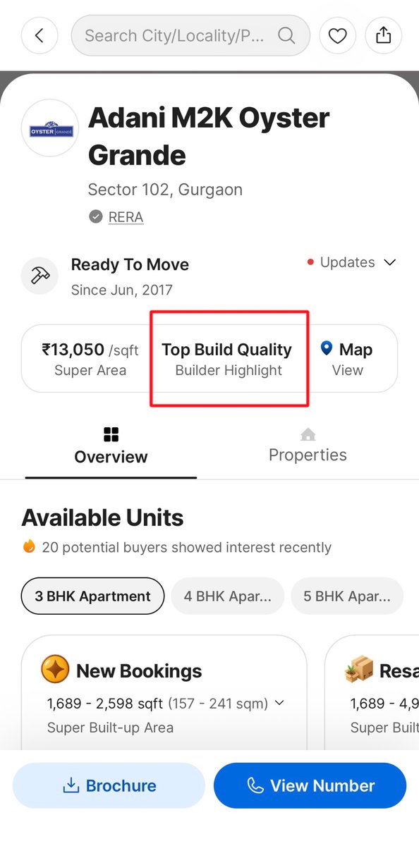 PerFinance's tweet photo. @IronyMeter Adani Oyster Grande on 99 acres. https://t.co/j9wzqdTt8q