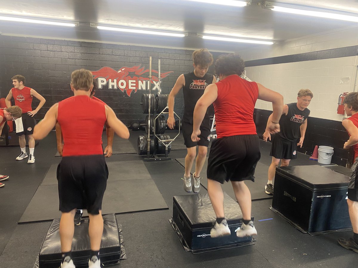 FoxfireFootball's tweet photo. Heavy run game install & plyometrics with core Bench (3x3βs) today! 31 Days until early first game at West Union! π #PlayWithFire π₯ https://t.co/tdH1ZzE9aZ
