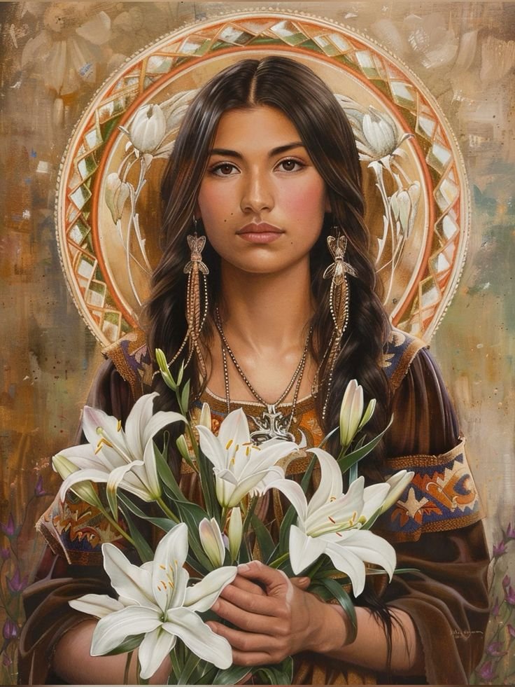 JustAdaugoijele's tweet photo. Today, the Catholic Church celebrates Saint Kateri Tekakwitha,a Catholic saint and virgin;baptized as Catherine and informally known as Lily of the Mohawks, who was an Algonquin–Mohawk.
Born in the Mohawk village of Ossernenon, in present-day New York State, she contracted https://t.co/YcegynWhm6