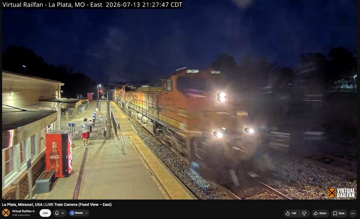 DannyBTalks's tweet photo. Shout out to whoever this is wearing a Kyle Busch shirt, filming trains in La Plata, MO tonight. https://t.co/FpUjDxPA9T