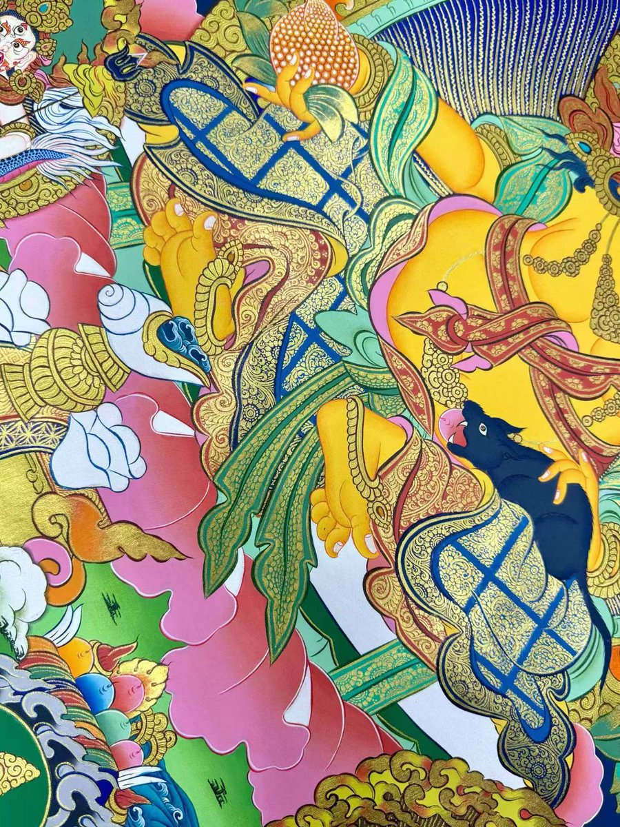mobai186501's tweet photo. #唐卡 #藏传艺术 #TibetanArt #EasternAesthetics #tangka 

Dark Blue Thangka of Five Jambhalas with Four Heavenly Kings.
Broaden income channels, stabilize main business, resolve debts, prevent financial losses and protect wealth reserves. https://t.co/GTSk5QmWvr