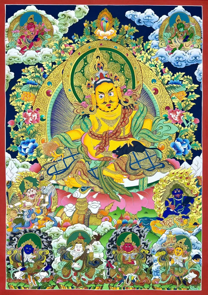 mobai186501's tweet photo. #唐卡 #藏传艺术 #TibetanArt #EasternAesthetics #tangka 

Dark Blue Thangka of Five Jambhalas with Four Heavenly Kings.
Broaden income channels, stabilize main business, resolve debts, prevent financial losses and protect wealth reserves. https://t.co/GTSk5QmWvr