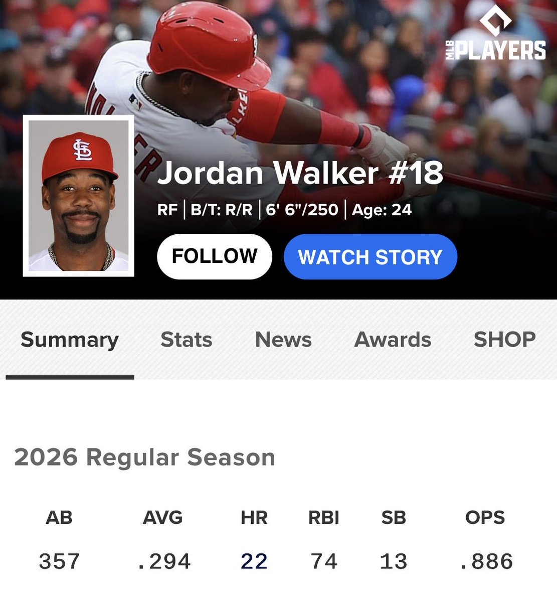 MLBDeadlineNews's tweet photo. Jordan Walker in 279 games before this season:

27 HR
112 RBI
.240 AVG
.680 OPS

Jordan Walker this season: 
(+ a HR Derby win) https://t.co/d3sESfALNh