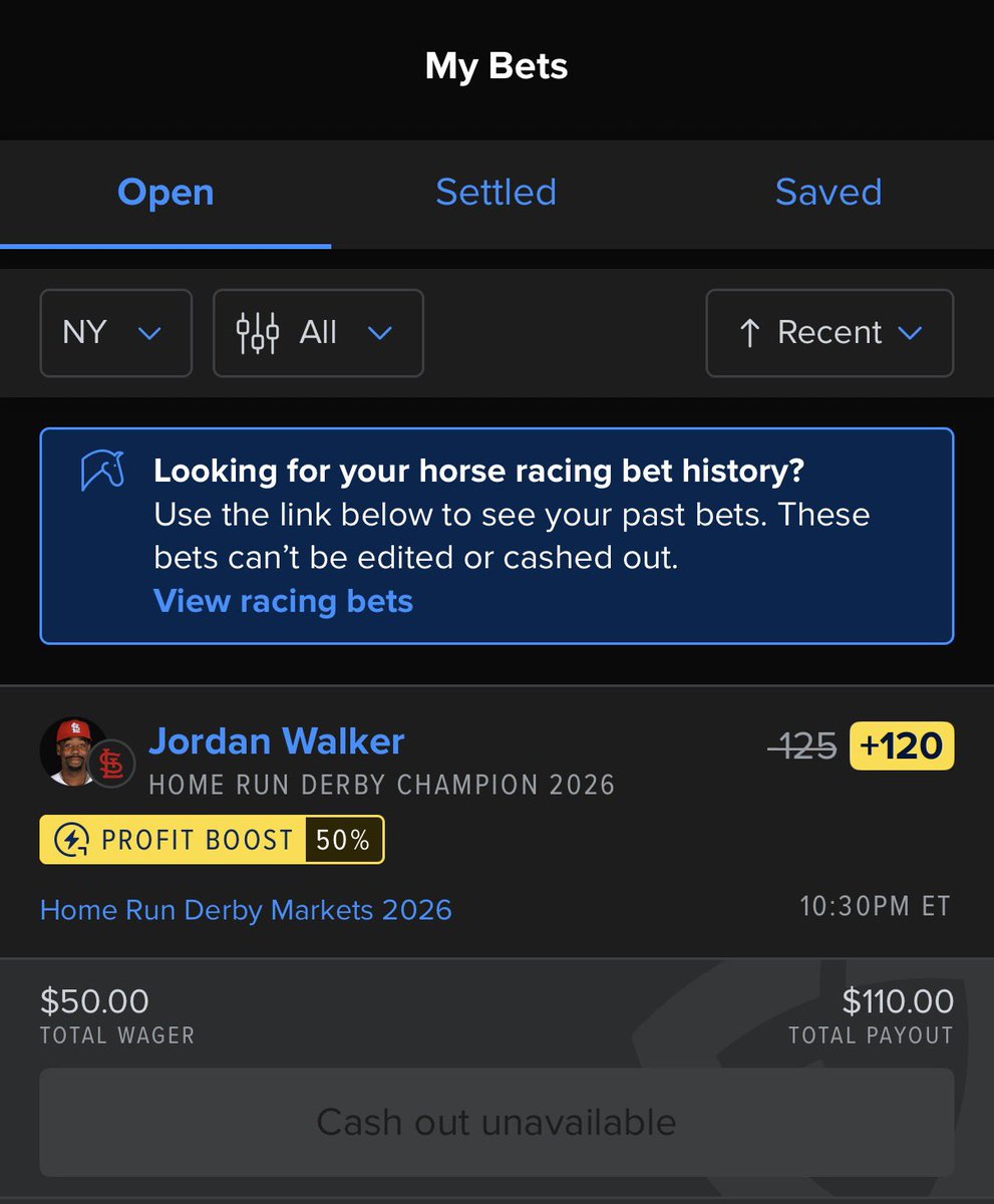 waj2229's tweet photo. They leaked the home run derby winner a hour before the ending. Shoutout to Jordan Walker😂💪🏽 @br_betting https://t.co/hmlOjS9yxG