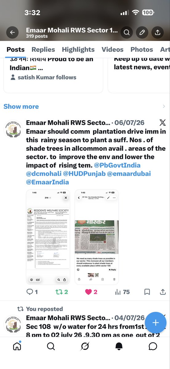 rws_108's tweet photo. Emaar should comm trees plantation drive soon on Sec common area as well on road Divider  of  stretch opp PG 174 to PG 194 etc   to improve environment &amp; provide ecological benefits  etc to residents @PbGovtIndia @HUDPunjab @dcmohali @emaardubai @EmaarIndia https://t.co/CHe3k5VuwK