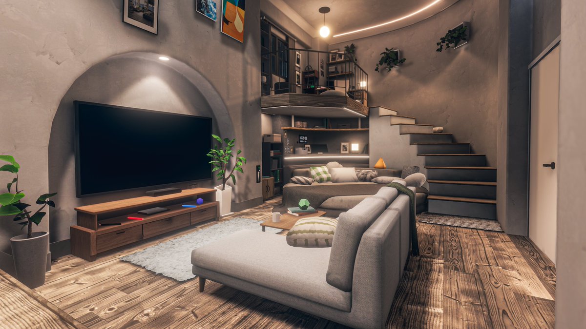 RedPanda_VRC's tweet photo. Cozy Concrete Loft  Warm Evening Vibes
居心地の良いコンクリートロフト 温かみのある夕べの雰囲気

World: Velune
Author: toppa man
Link: https://t.co/DG53fQjLKi

#VRChat #VRChatPhotography 
#VRChat_world紹介 #RPandaLens https://t.co/1uAwBydSap