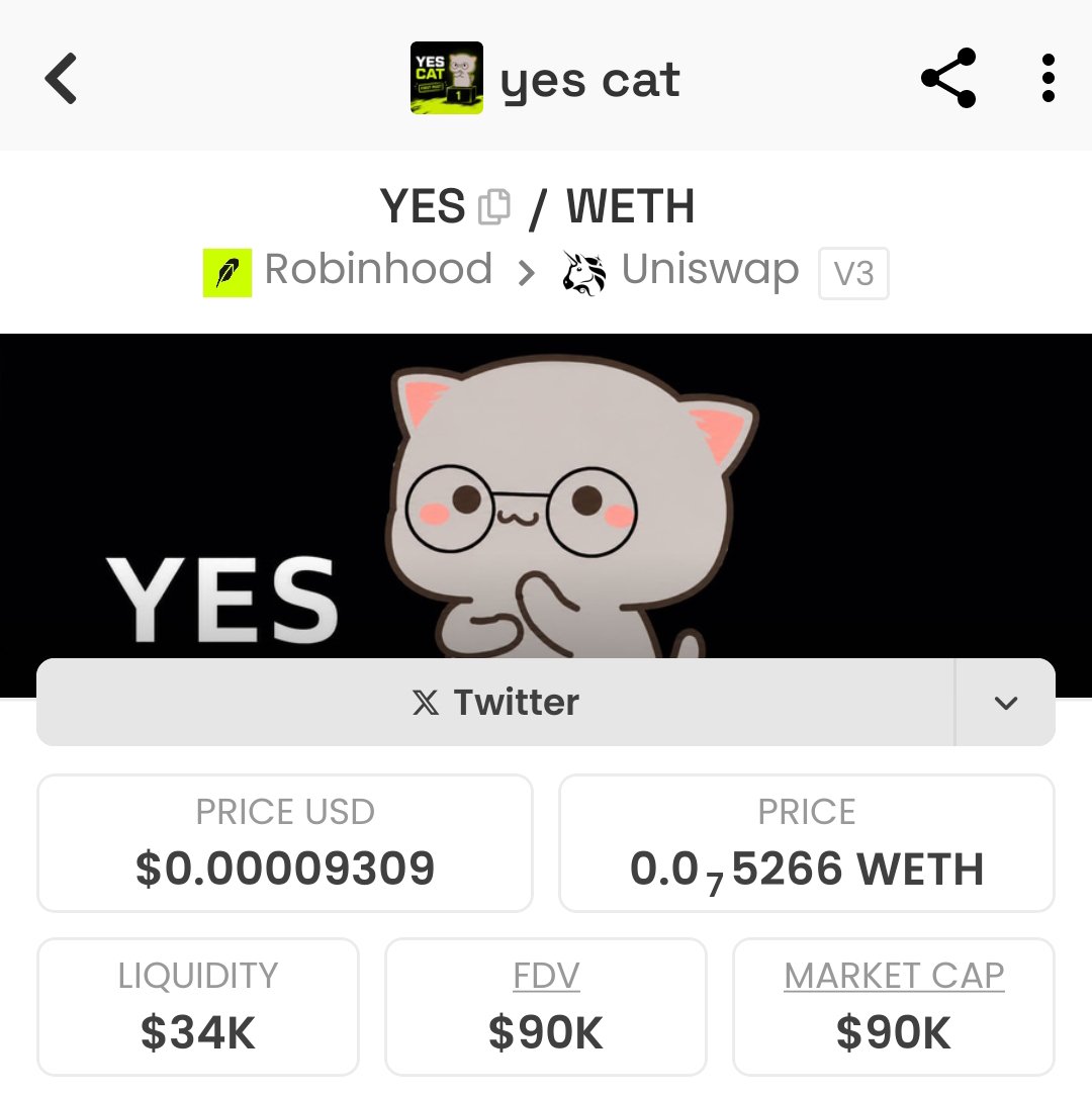 IfyRoseW3's tweet photo. if you missed $cashcat

$YES cat is your chance to get early in a big cat runner on robinhood

i don’t think there will be another cat meme with such big potential, $cashcat, $vibe cat, $yes cat are the only three big cat narratives for robinhood chain dat can really reach high https://t.co/TFHjcrOllB