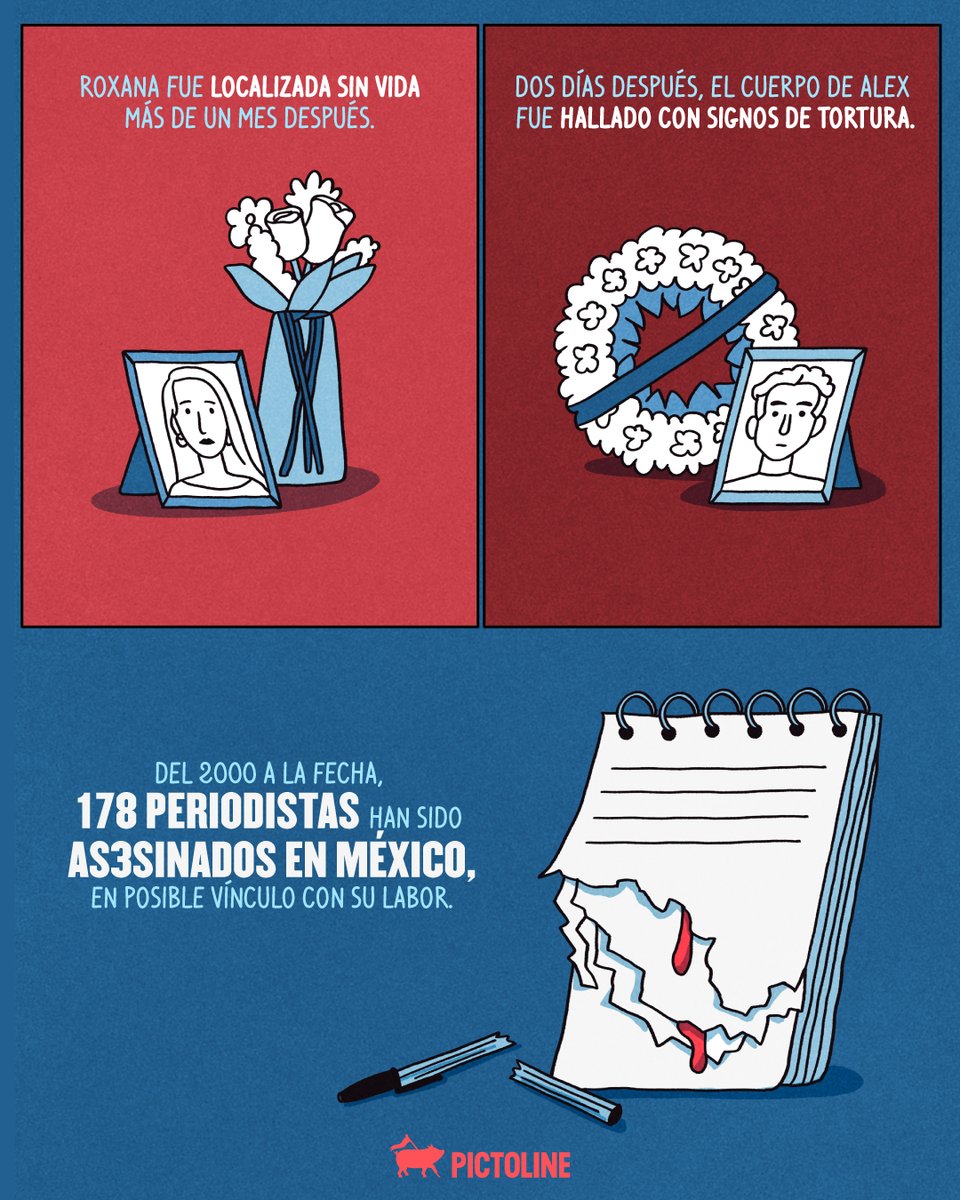 pictoline's tweet photo. Dos casos del riesgo de hacer periodismo en México ✒️💔

#sociedad #pictoline https://t.co/gp6g4o2ieR