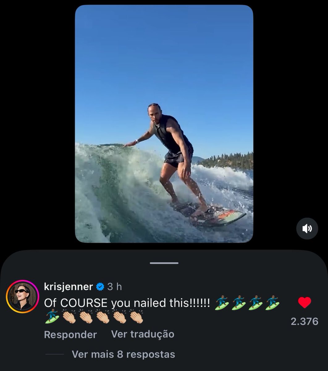 ranyxox's tweet photo. morro com a kris jenner comentando no vídeo de surf dele KKKK https://t.co/4N0qgPp2QH