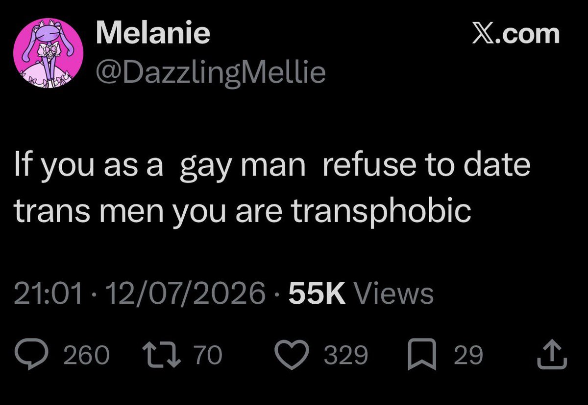TransHomophobes's tweet photo. Couldn’t care less.

Still not going to fuck a female.

It’s that simple. https://t.co/dHnhl1FX7N