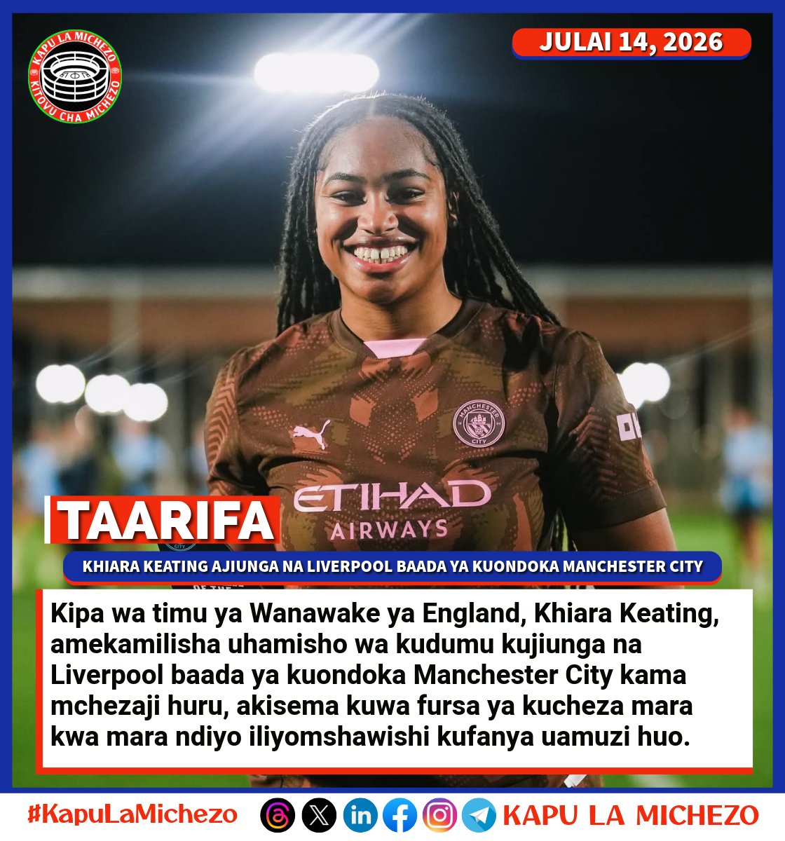 KapuLaMichezo's tweet photo. 𝐊𝐡𝐢𝐚𝐫𝐚 𝐊𝐞𝐚𝐭𝐢𝐧𝐠 𝐚𝐣𝐢𝐮𝐧𝐠𝐚 𝐧𝐚 𝐋𝐢𝐯𝐞𝐫𝐩𝐨𝐨𝐥 𝐛𝐚𝐚𝐝𝐚 𝐲𝐚 𝐤𝐮𝐨𝐧𝐝𝐨𝐤𝐚 𝐌𝐚𝐧𝐜𝐡𝐞𝐬𝐭𝐞𝐫 𝐂𝐢𝐭𝐲
#KapuLaMichezo #KiungoMkabaji #KitovuChaMichezo #KisumuGoonSponsor #OrengoViolenceMaster #UnveilingEndRevival #InstructionsOfGod 
Sheryl Gabriella https://t.co/XVag5zIirG