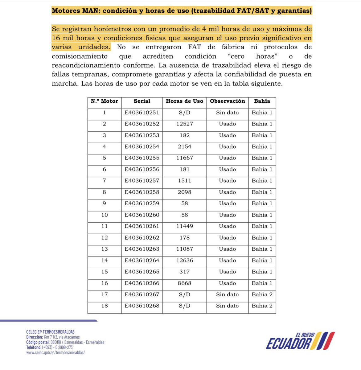 alvatin18's tweet photo. #IMPORTANTE | El 7 de abril de 2026, en una investigación completa de @ElBalance_EC, advertí como @CELECEPOficial firmó 4 actas de entrega y recepción “a entera satisfacción” de los generadores obsoletos de Austral Technical Management correspondientes a las islas 2 y 3.

Esto, a pesar de que en el informe técnico-económico del proyecto, con corte al 21 de noviembre de 2025, CELEC ya advertía un desfase de hasta 20 meses en la ejecución del proyecto, incompatibilidades técnicas de 32 generadores que operan a 50 Hz y condiciones de uso de los generadores que llegan hasta las 16.000 horas de uso.

Por todo ello, la exministra @inesmanzano debe comparecer ante la Comisión de Fiscalización y rendir cuentas por su rol de facilitadora de los pagos a la empresa incumplida, hasta mayo de 2025, por un monto total —solo en su periodo— de $66,9 millones por la estafa de Esmeraldas III.