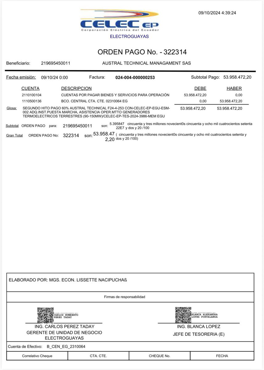 alvatin18's tweet photo. #IMPORTANTE | El 7 de abril de 2026, en una investigación completa de @ElBalance_EC, advertí como @CELECEPOficial firmó 4 actas de entrega y recepción “a entera satisfacción” de los generadores obsoletos de Austral Technical Management correspondientes a las islas 2 y 3.

Esto, a pesar de que en el informe técnico-económico del proyecto, con corte al 21 de noviembre de 2025, CELEC ya advertía un desfase de hasta 20 meses en la ejecución del proyecto, incompatibilidades técnicas de 32 generadores que operan a 50 Hz y condiciones de uso de los generadores que llegan hasta las 16.000 horas de uso.

Por todo ello, la exministra @inesmanzano debe comparecer ante la Comisión de Fiscalización y rendir cuentas por su rol de facilitadora de los pagos a la empresa incumplida, hasta mayo de 2025, por un monto total —solo en su periodo— de $66,9 millones por la estafa de Esmeraldas III.