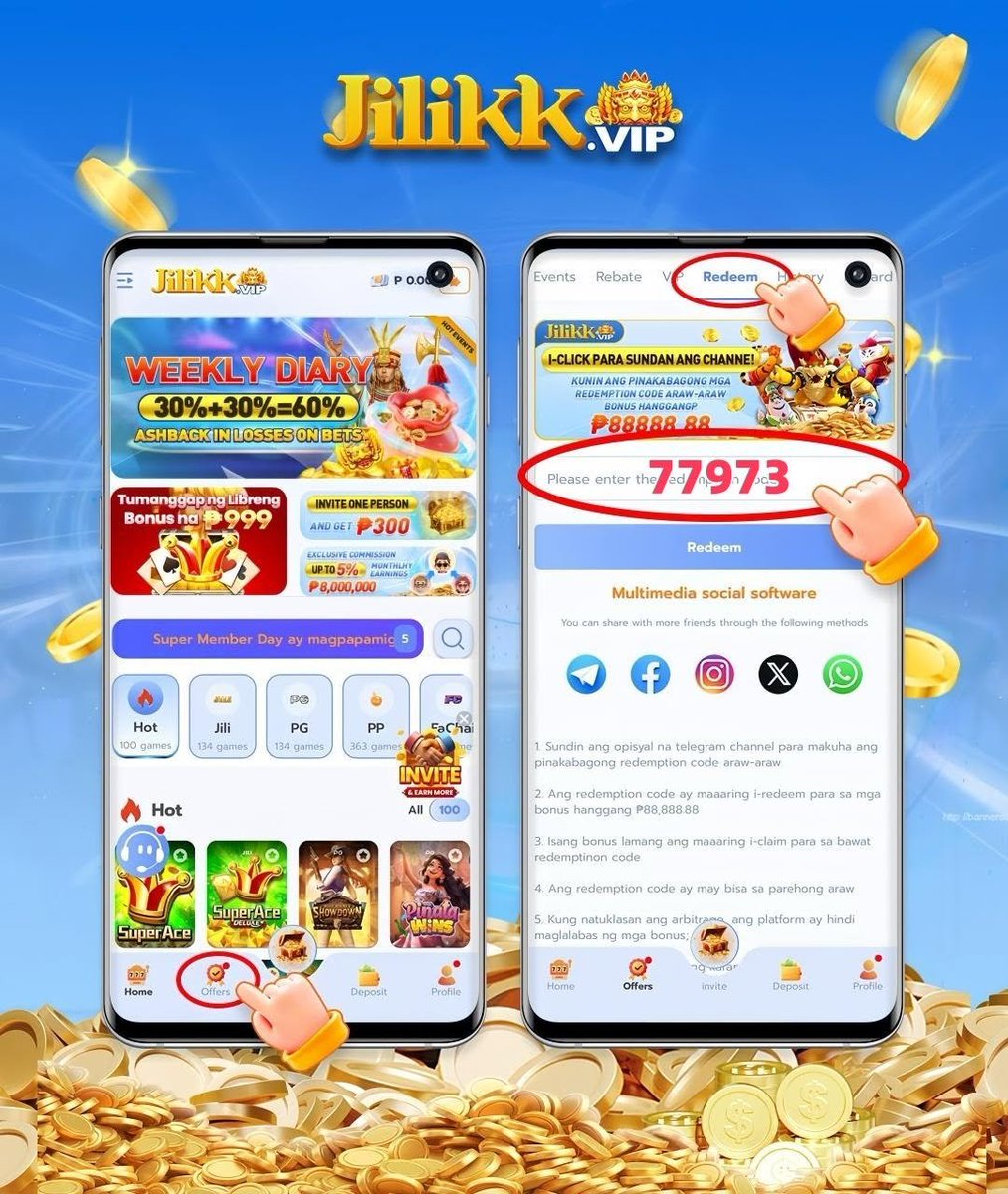 JILIKK_com's tweet photo. Bonus ng redemption code ngayon: 77973 https://t.co/nWRJWNingW