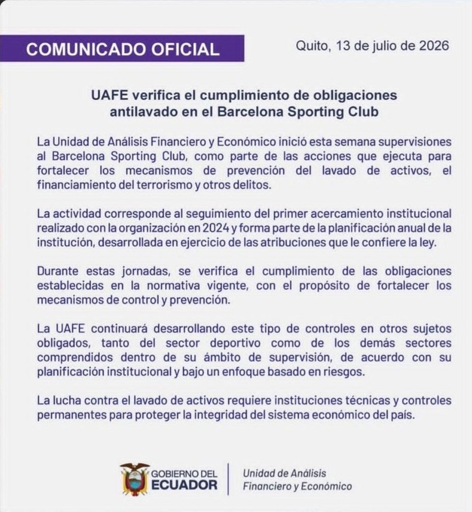 noticiarasputin's tweet photo. @BarcelonaSC INVESTIGADO POR @UAFE_EC PRESUNTA "LAVANDERÍA" ILEGAL Y DE PRENDAS FINAS...QUE PENA DE DIRIGENCIA Y LO QUE INDIGNA QUE ELLOS NO DICEN NADA. https://t.co/RwKlfjYsAc