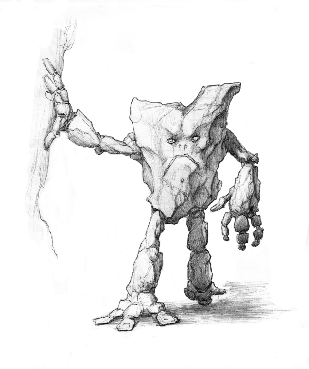 Fraunfelter's tweet photo. Concept sketch @2012 . This creature is called a “Muncle” (a little stone man) created for a book project I was working on. I’m posting many of my sketches on my new illustration website: https://t.co/3oL48GJ4im. https://t.co/NHmshoefkM