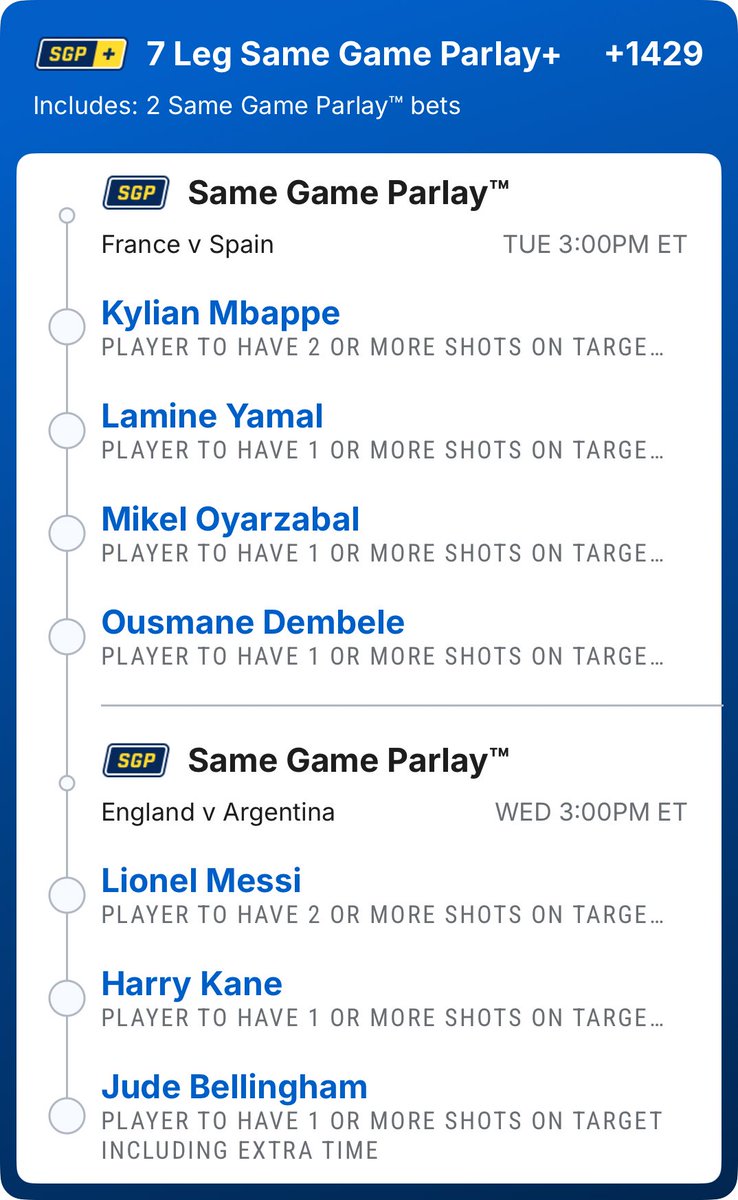 midwestvillano's tweet photo. Shots on Target Parlay for last 2 games #worldcup2026 #soccer #futbol https://t.co/OUW5XTC9Ta