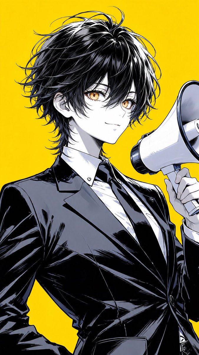Anime Suit Portrait With Megaphone