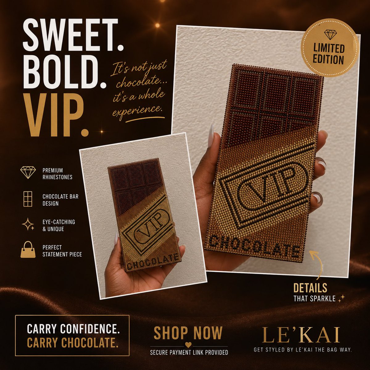 LEKAI18's tweet photo. 🍫✨ The sweetest accessory you'll own.

🤎 Limited quantities available.
📩 DM "VIP" to claim yours before they're gone.
LE'KAI Get Styled by LE'KAI the Bag Way. https://t.co/rjJRnF2sbG