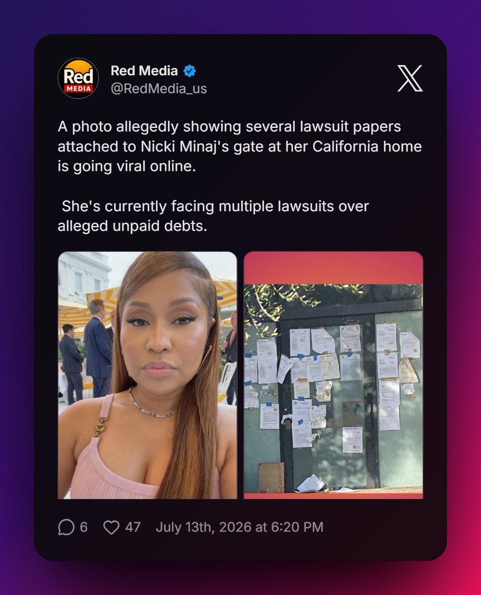 JustWillVzlano's tweet photo. The obsession with Nicki is so bad that these two pages are stuck in a spiral of making up lies, editing photos, and more. The funniest part is they couldn't even agree on how to edit the front door of that mansion.☠️ https://t.co/nxC57BHJeP
