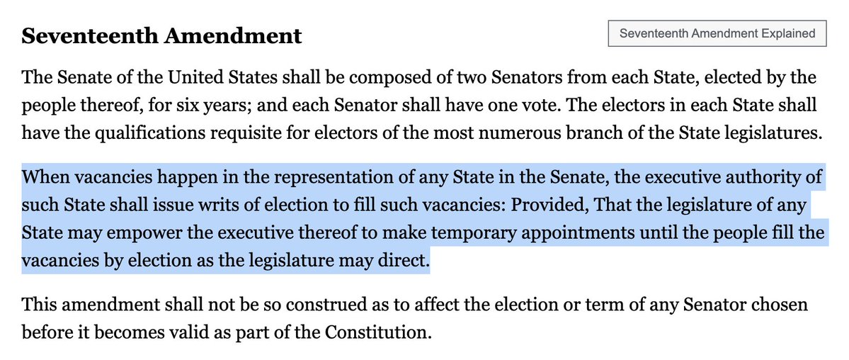 publius326's tweet photo. @GenXGirl1994 Just no concept of how the government works, or that the United States is a republic, not a democracy. 

Seventeenth Amendment, paragraph 2: https://t.co/8vxbdKOcnZ
