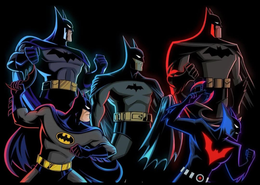 wavebatt's tweet photo. All the versions of Batman https://t.co/tbRfEsIMOe