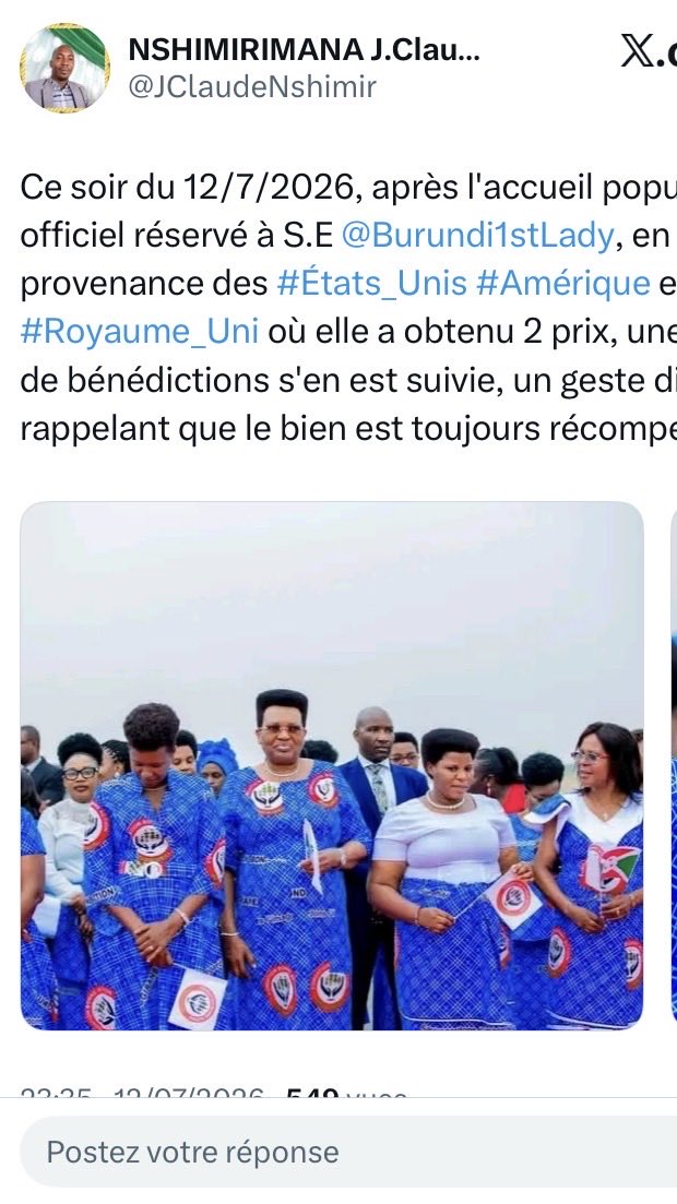 rutwesdras's tweet photo. Je me souviens d’une époque pas très lointaine où c’était elle qui revenait avec des « prix » fêtés en grande pompe dans la rue par des milliers de citadins « mobilisés » par l’administration et le parti au pouvoir et ses Imbonerakure … mais quelle image que de la voir là là … https://t.co/AhilW1FjG1
