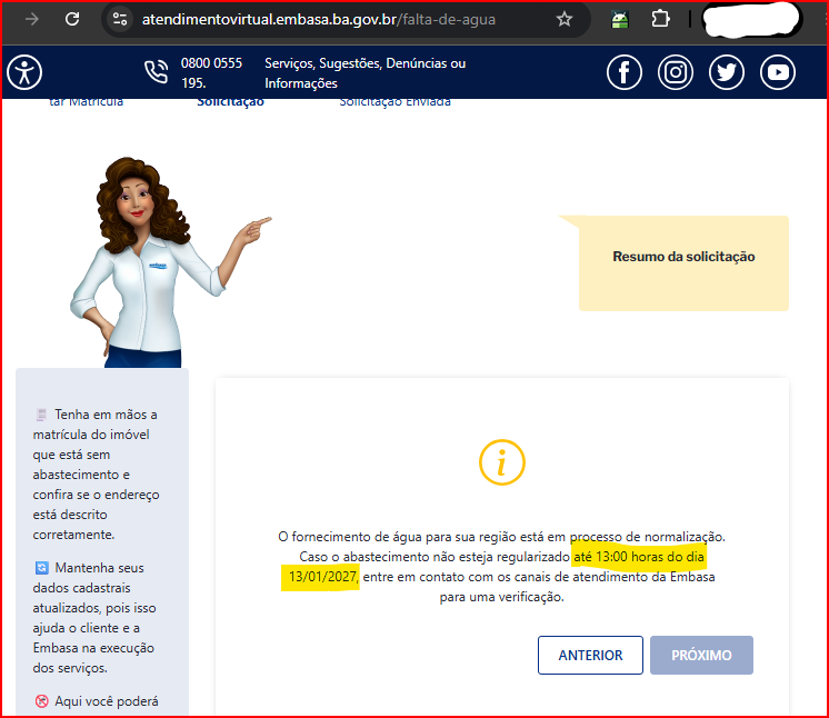 Raimundo_1973's tweet photo. Alguém me explica o que está acontecendo? Como ficaremos sem água até 13/01/2027?
Até lá as cobranças de tarifa mínima de 6 metros por mês serão suspensas?
Socorro @metropole @Jeronimoba13 https://t.co/OMZT6Q3Nzp