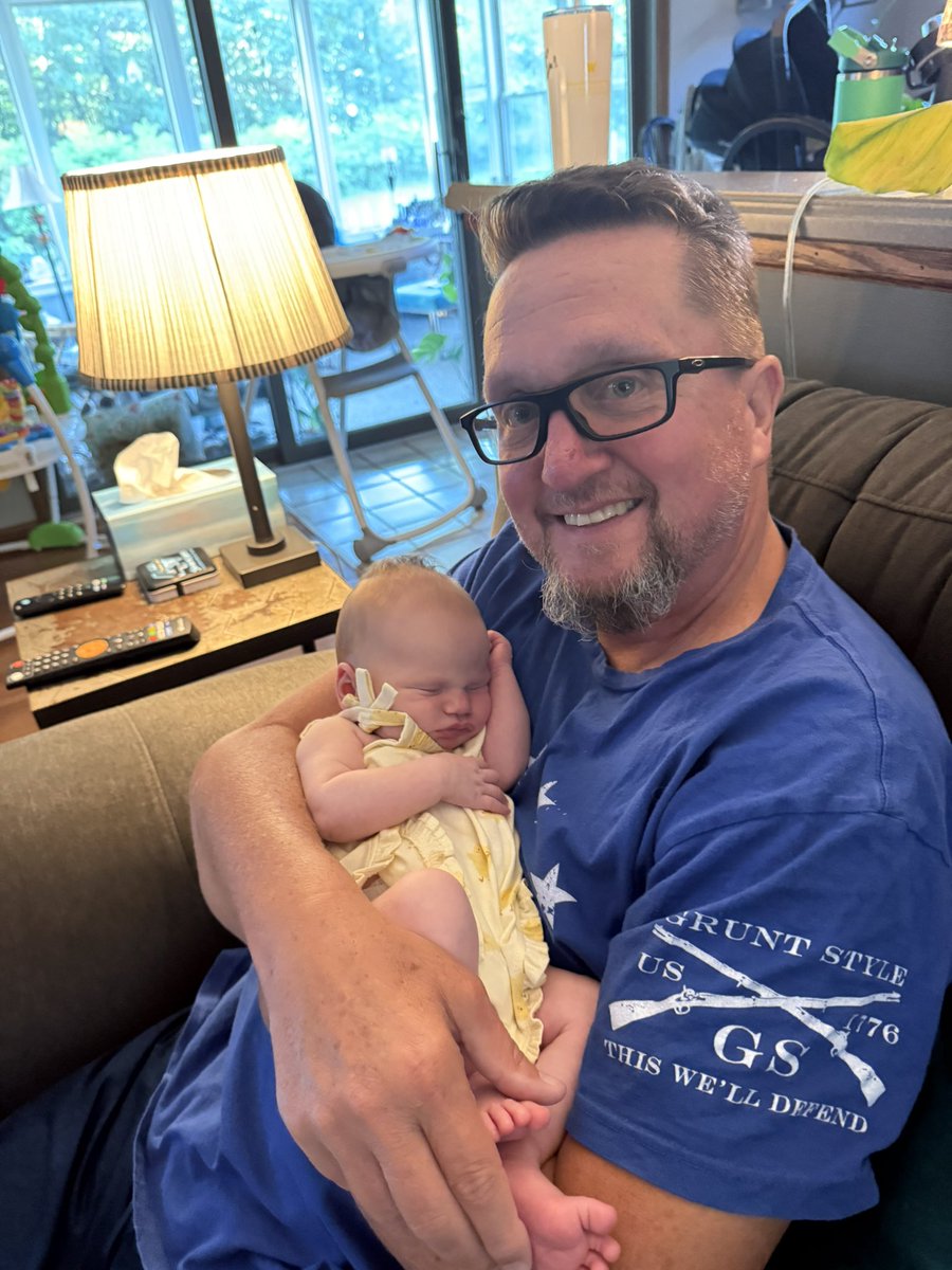 12Noon27's tweet photo. My brand new granddaughter came to visit us tonight! https://t.co/fYui7UWaaV