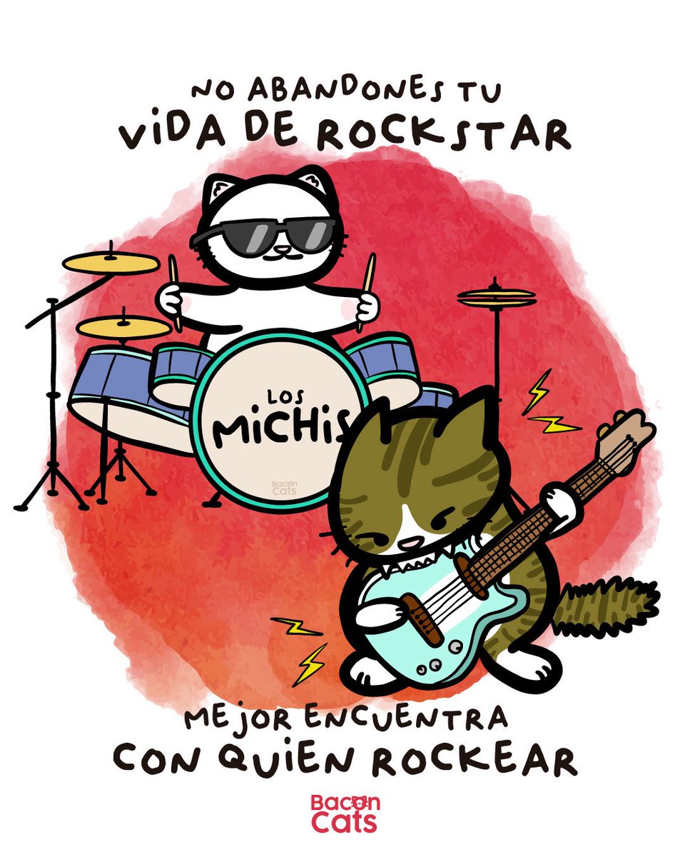 Baconcatsmx's tweet photo. Feliz día del rock!! 🤘🏼🐱 https://t.co/LR9cqCkYAj
