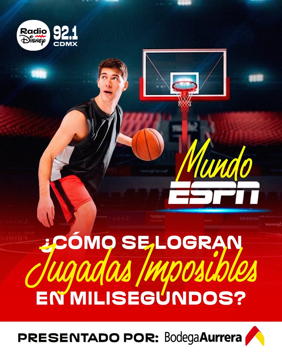 RadioDisneyMX's tweet photo. Todas las jugadas que ves en partidos, tienen una explicación. 😱🏀
Escucha el 92.1 de tu radio y conoce todas las noticias de #MundoESPN Presentado por @BodegaAurrera 📻
#BodegaAurrera #MundoESPN #RadioDisneyCDMX https://t.co/sS19fl6lSk