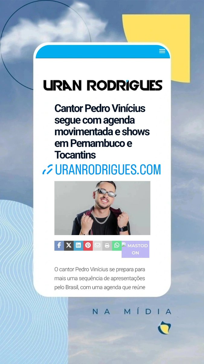pipacomunicacao's tweet photo. Cantor Pedro Vinícius segue com agenda movimentada e shows em Pernambuco e Tocantins
#pedrovinicius #arrocha #forro #musica #show #pernambuco #tocantins #assessoriapipa
Leia: https://t.co/vPR4cTBpHl
@uranrodrigues https://t.co/HGWlq5eStD