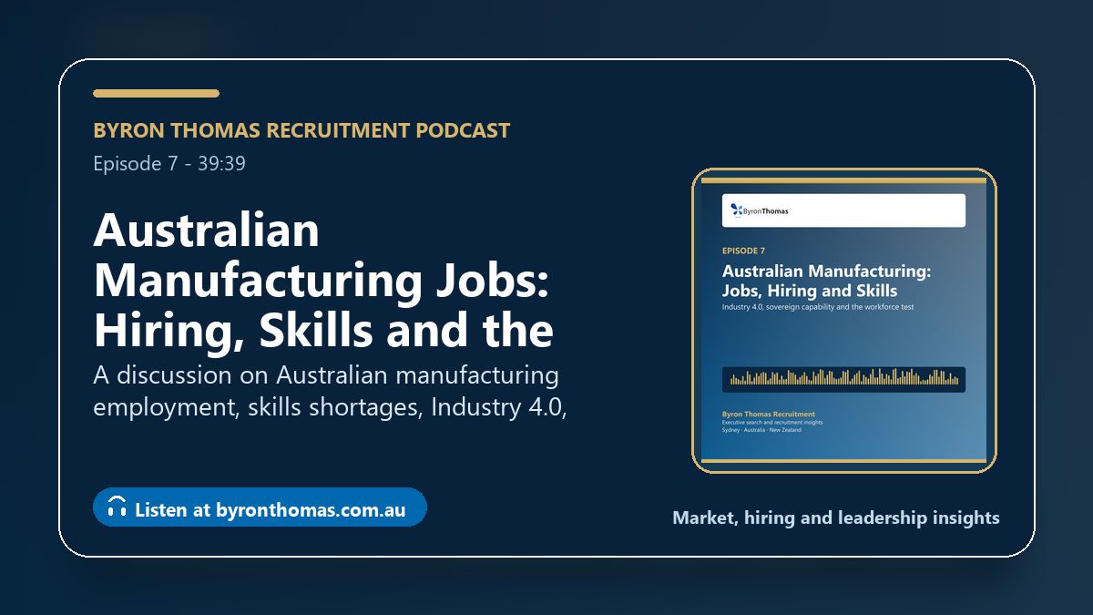 Byron_Thomas's tweet photo. Australian manufacturing is investing again, but skills shortages and Industry 4.0 are changing the hiring brief.

New BTR podcast.
https://t.co/vtkqBxQBeS https://t.co/G36Auif5Vj