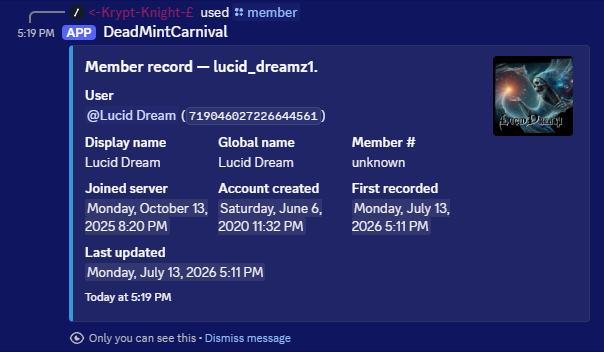 The16Oracles's tweet photo. 🕯️ In Memory ~ April 2nd, 2026

Some tickets were never torn.
Some names were never called.
Some collections were abandoned before their stories could be told.

On April 2nd, 2026, another dream was left behind...
RIP Son: lucid_dreamz1.
#DeadButDreaming

At the Dead Mint Carnival, we don't bury forgotten creations, we resurrect them.
#DeadMintDollz

Every Dead Mint has a place beneath the big top.
Every forgotten soul deserves one more show.

🎟️ Admit Nothing. 
#AdmitNothing

💀 The Carnival remembers.
#DeadMintCarnival

#Resurrection #Web3 #CryptoArt #DeadMints