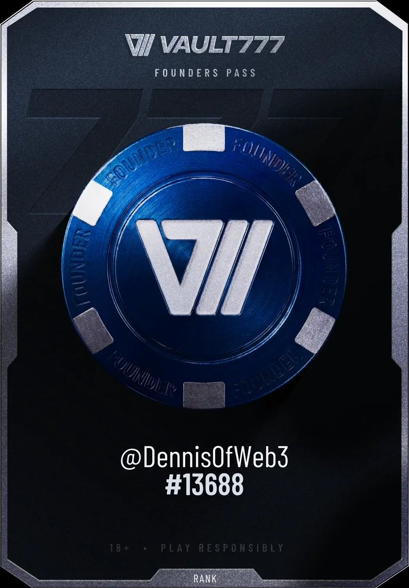 DennisOfWeb3's tweet photo. Just claimed my Vault777 Founders Pass!

Unlocked free spins on the Wheel, and secured my spot on the waitlist.

Claiming early has exclusive benefits. Get your pass to receive up to 10K bonus on platform launch 💸

https://t.co/aiP6hyZTgd https://t.co/WFzo0aIZUw