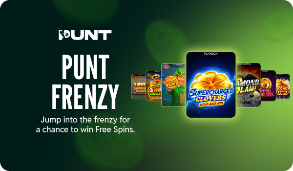 Punt's tweet photo. We wanted to dedicate a whole week to showcasing some of our best slots, with rewards that take you to even more fan favorites 🚀 

Play at least 20 SC on the daily featured game, and receive 50 Free Spins to keep the fun going on another top slot. No strings attached, just spins 🎰 

For the full list of games: https://t.co/tJP8npZ7Da

No purchase necessary, T&C apply. Must be 18+.