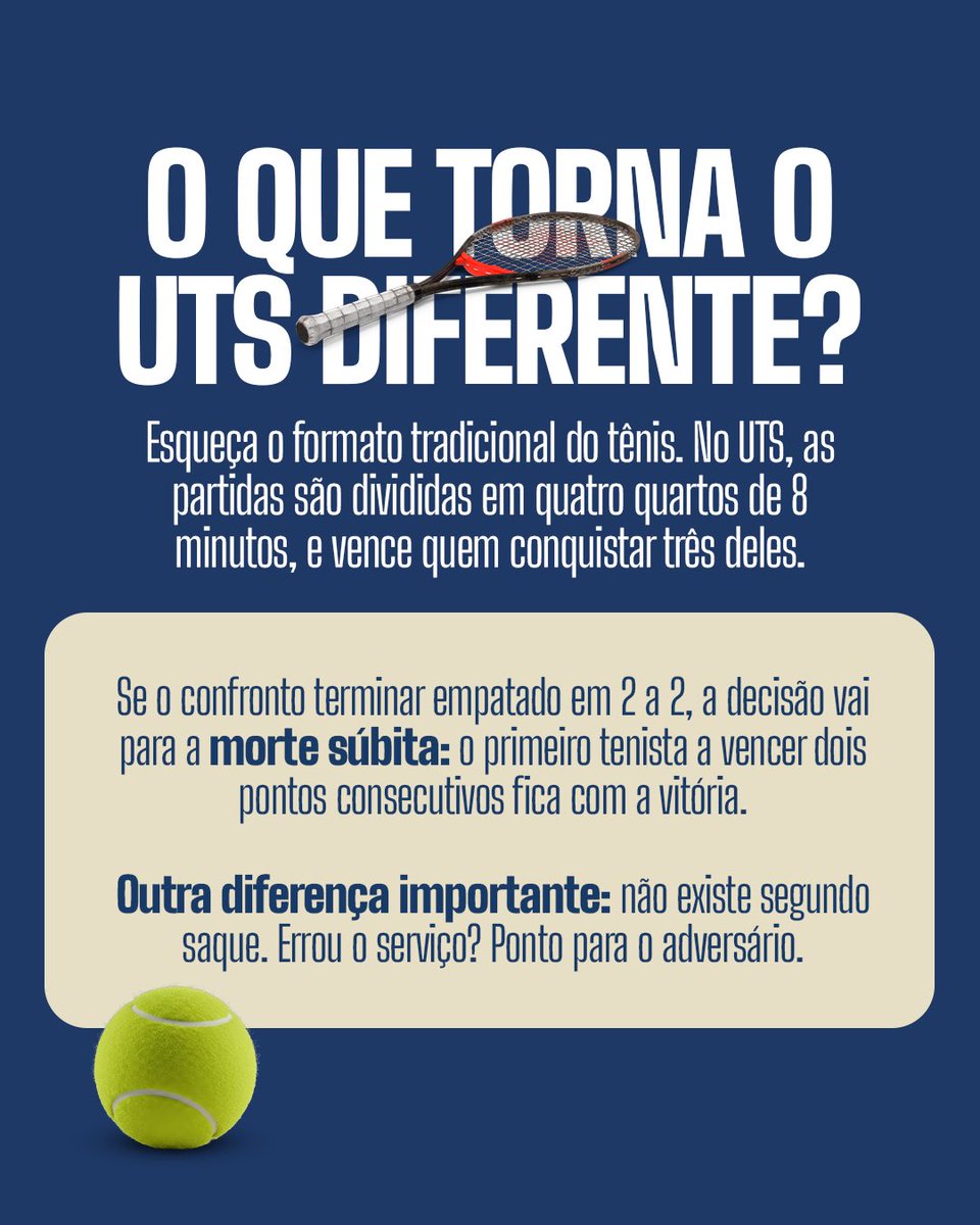 maracana's tweet photo. Você sabe como funciona o UTS? 👀🎾

Pontos mais rápidos, regras diferentes e muita emoção em quadra!

Arrasta pro lado e descubra tudo antes do UTS tomar conta do Maracanãzinho nesta semana! 🔥🏟️ https://t.co/Eio3PUhgJi